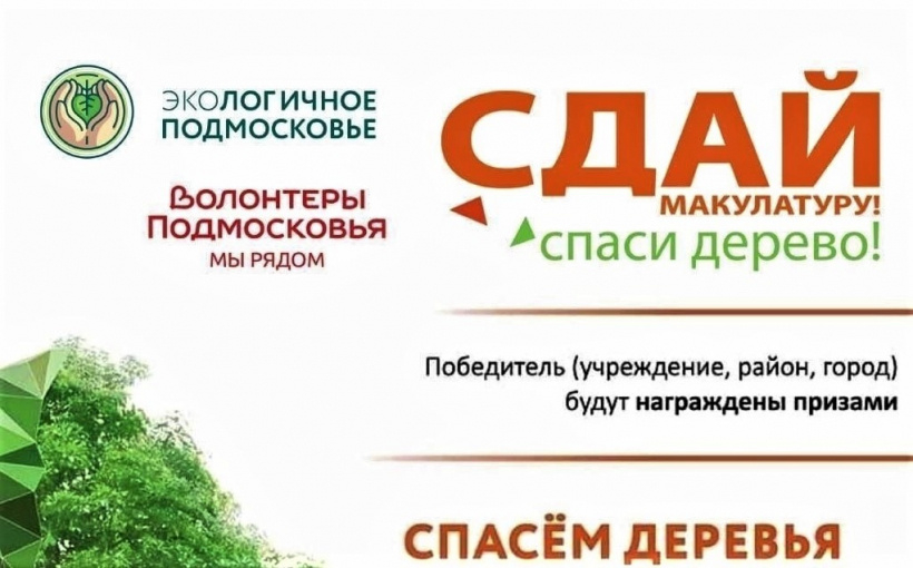 Акция «Сдай макулатуру, спаси дерево» проходит в Орехово-Зуевском округе до 9 ноября