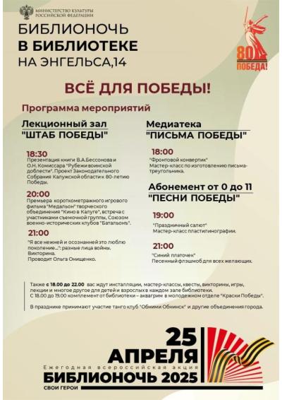 Двадцать пятого апреля в Обнинске состоится ежегодная акция «Библионочь».